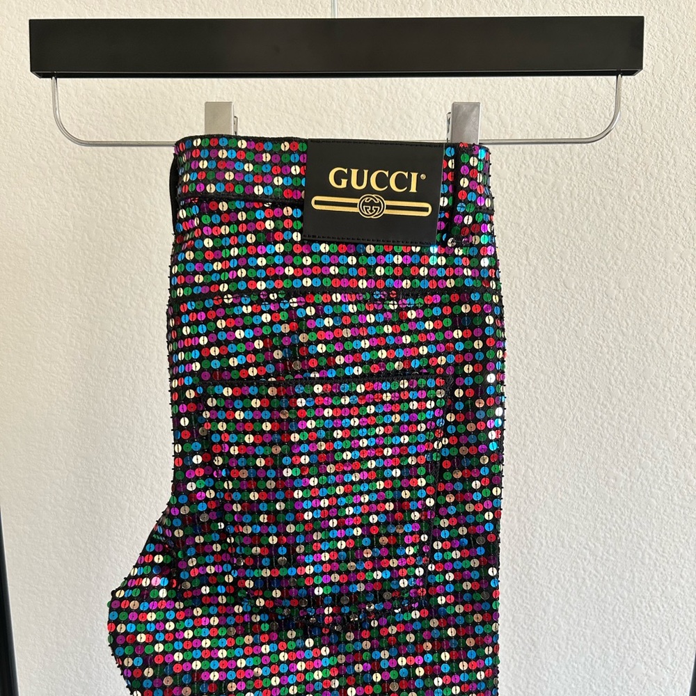Gucci Runway Multicolor Sequin Pants – Italian Made Statement Trousers – Size 30